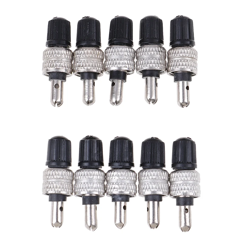 10Pcs/Set Germany Type Bike Valve Core Set Compatible with Wood Dunlop Dutch Bike Tyre Replacement Copper Silver Bicycle Parts