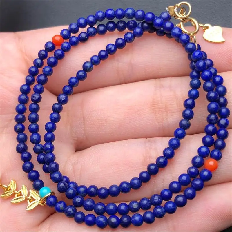 

2.5MM Natural Lapis Lazuli Necklace Charms Handmade Fortune Energy Mineral Woman Amulet Jewelry Gift 1PCS