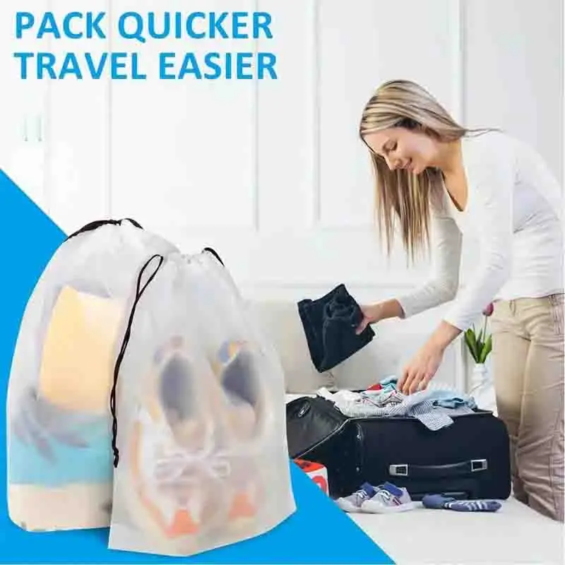 3-30Pcs Household Portable Frosted Storage Shoe Bag Drawstring Travel Organizing Clothes Packaging Bag Drawstring Storage Bag