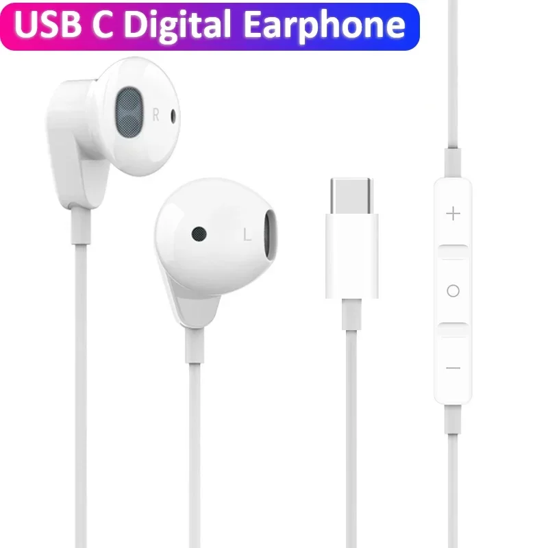 USB Type C Earphones DAC Audio Converter Digital Wired Earbuds 32bit 384khz with MIC for Xiaomi Redmi Huawei Pixel Samsung Sony