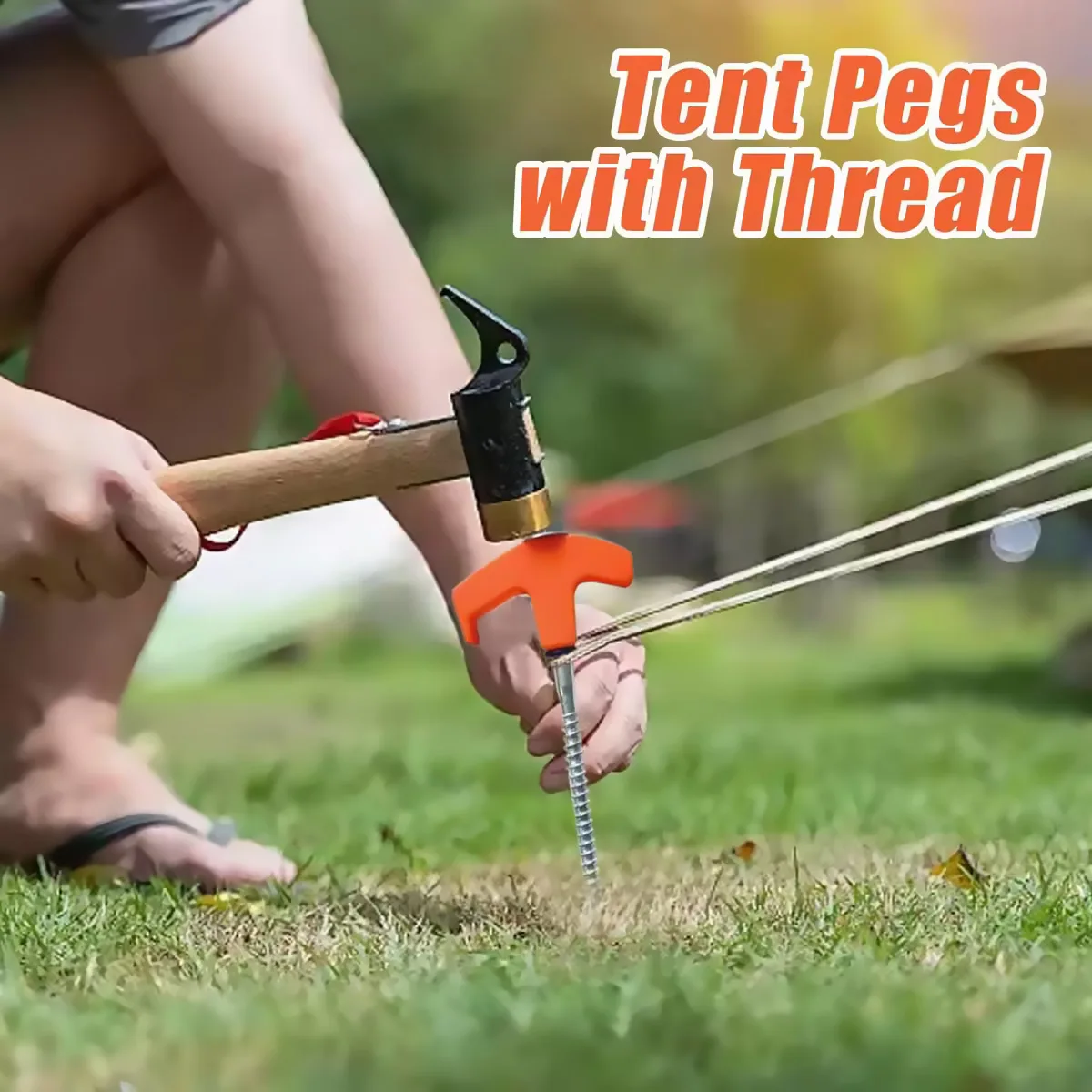12PCS Metal Tent Spikes Camping Pegs Drill in Ground Anchors Heavy Duty Spiral Screw with Hex Socket Stakes Camping Stakes