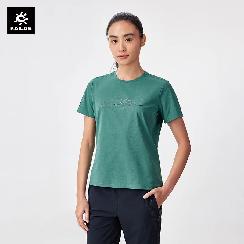 

KAILAS Letter Graphic Sports T-shirt for Women Summer Short Sleeve Mountaineering Tops Functional Tee Climbing Clothes KG2327211