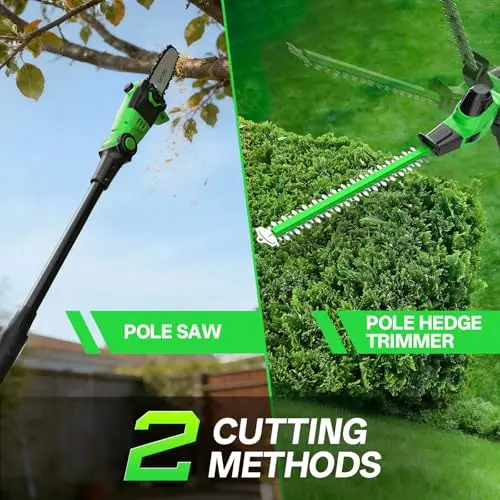 2-in-1 8-Inch Pole Saw & 18-Inch Pole Hedge Trimmer 2x 3.0Ah from Asurion, LLC