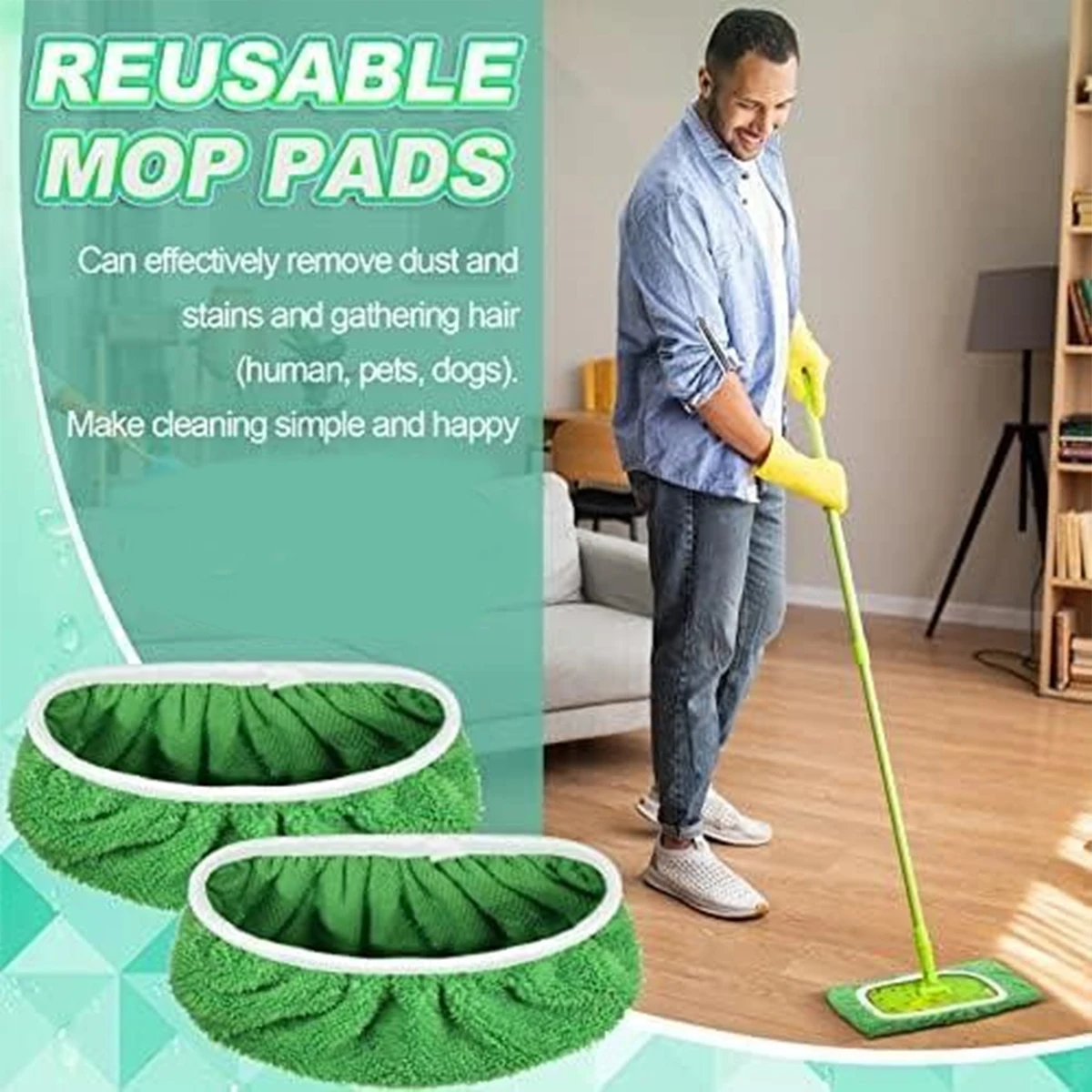 Wipes Reusable for Swiffer Sweeper Mop Pads Reusable Washable Refill Packs for Wet and Dry Use