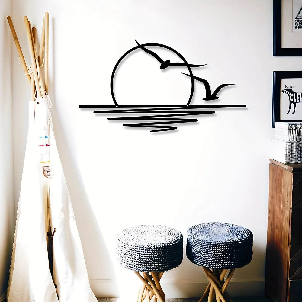 Seagull Sunrise Art Wall Decal Suitable For Decoration In Living Room, Bedroom, And Restaurant
