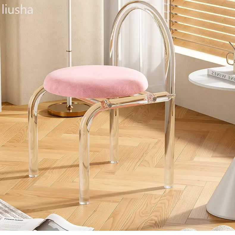 Nordic net celebrity makeup chair dressing table stool transparent acrylic chair casual simple modern light luxury dining chair