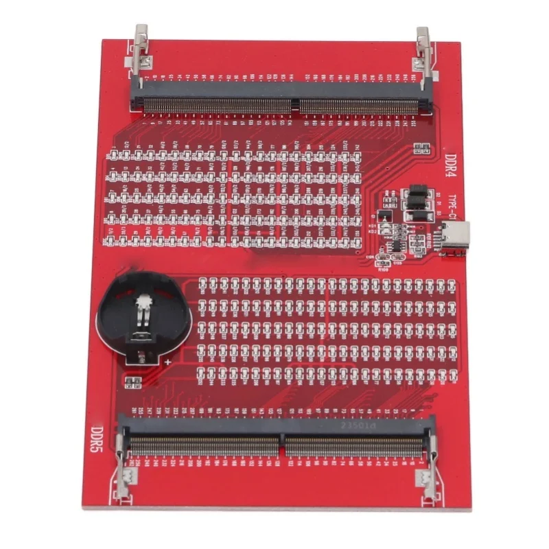 RAM Memory Tester Card DDR4 DDR5 2 In 1 Slot Diagnostic Analyzer For Laptop With LED Light Red