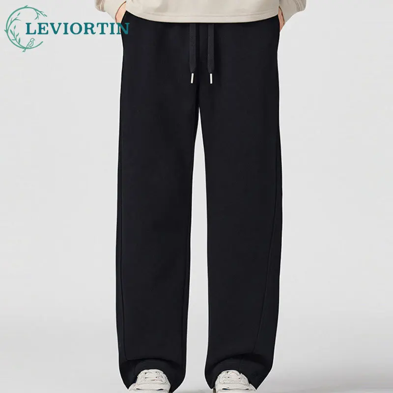 

Мужские осенне-зимние модные универсальные толстые свободные брюки с завязками на талии и широкими штанинами, висячие прямые повседневные брюки