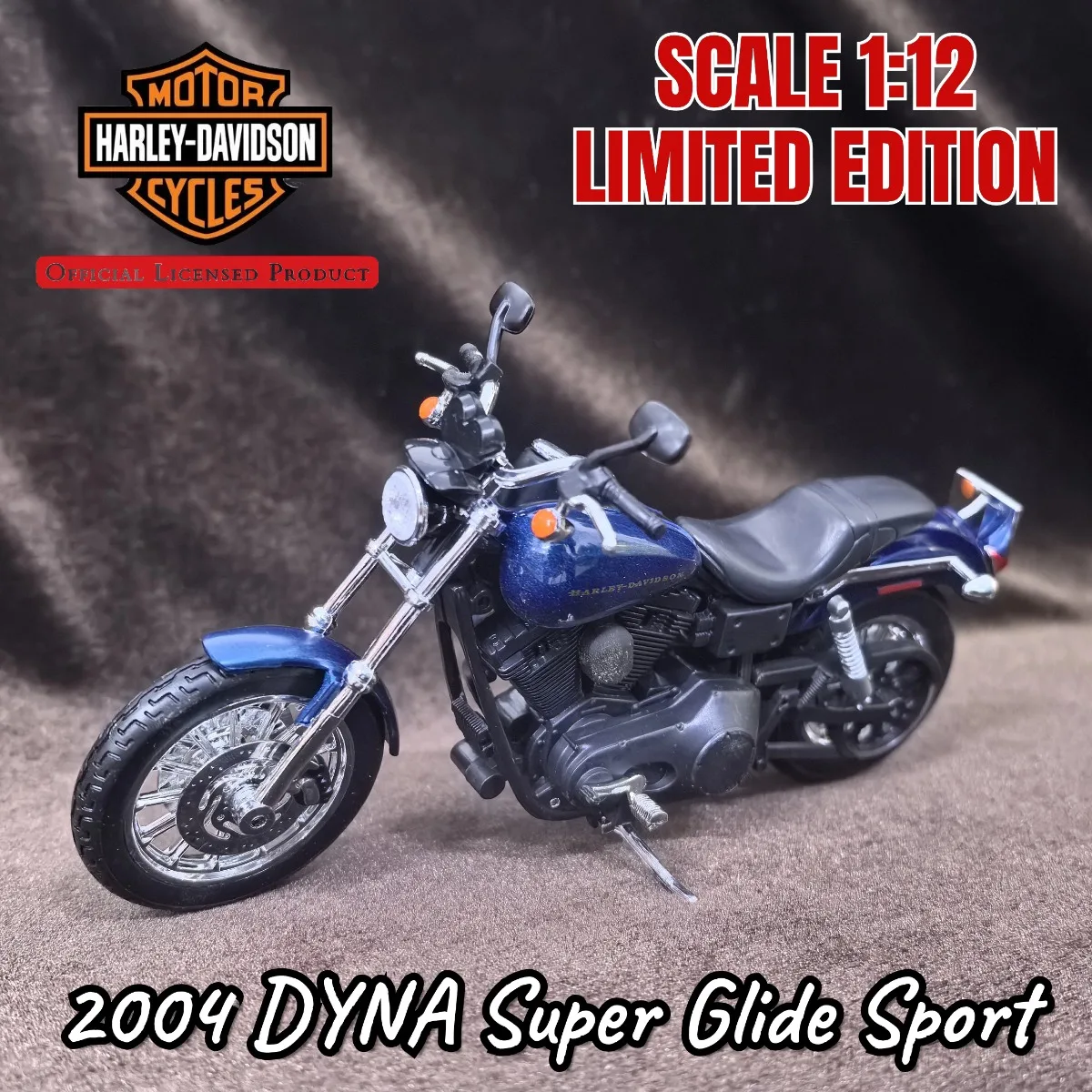 

Limited 1:12 Scale HD 2004 DYNA Super Glide Sport Mini Motorcycle Model, Replica Vehicle Car Miniature Figure Kid Xmas Gift Toy