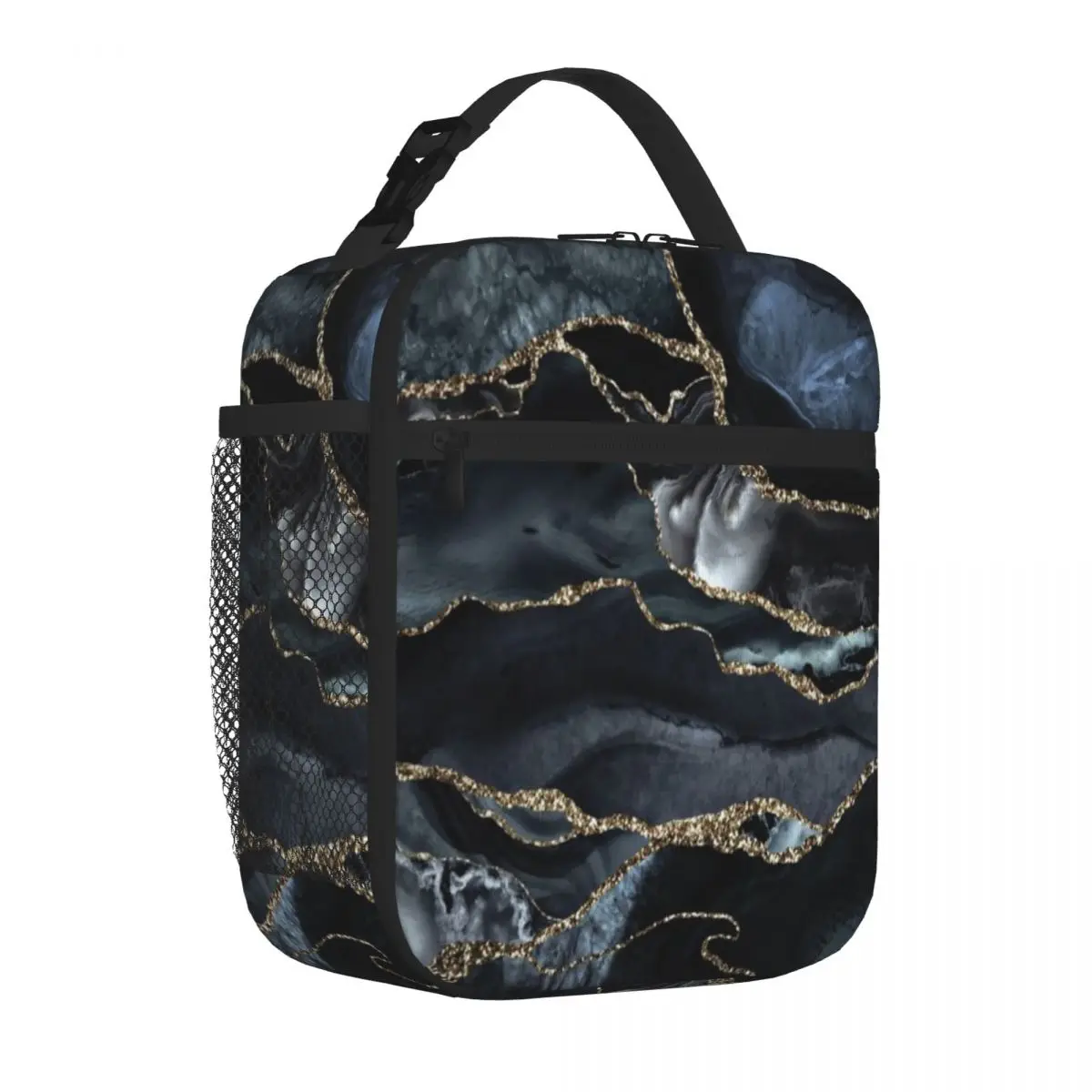 Hot Sale Night Masculine Marble Landscapes Double Layer Reusable Lunch Bag Park Picnic Insulated Lunch Bag