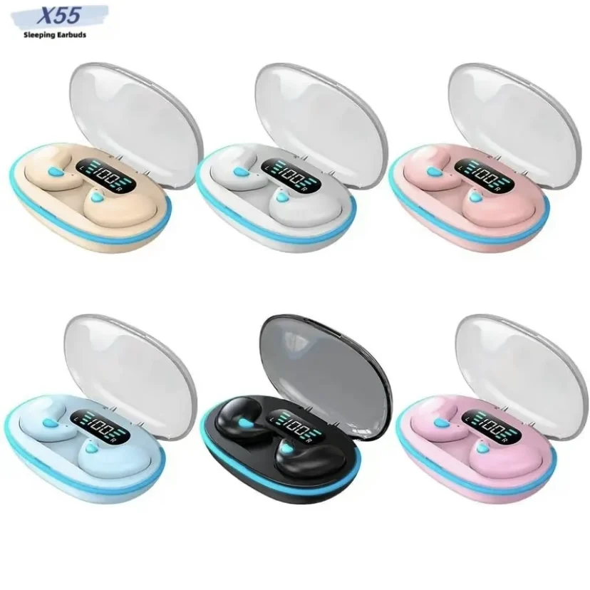 x55 Mini Wireless Sleeping Earbuds TWS Bluetooth Headphones with Mic HD Call Stereo Hidden Headsets Waterproof for Work