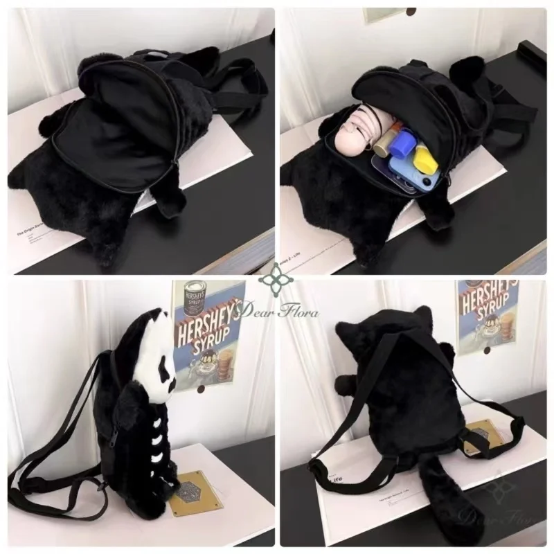 Y2k Skull Plush Backpack Cute Gothic Skeleton Toy Backpack Goth Doll Cartoon Anime Bag Travel Knapsack Birthday Halloween Gifts