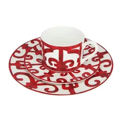 Cutlery Set Bone China Dinner Plate Spanish Red Dish Art Design Dinnerware Romantic Home Kitchen Full Set Of Tableware