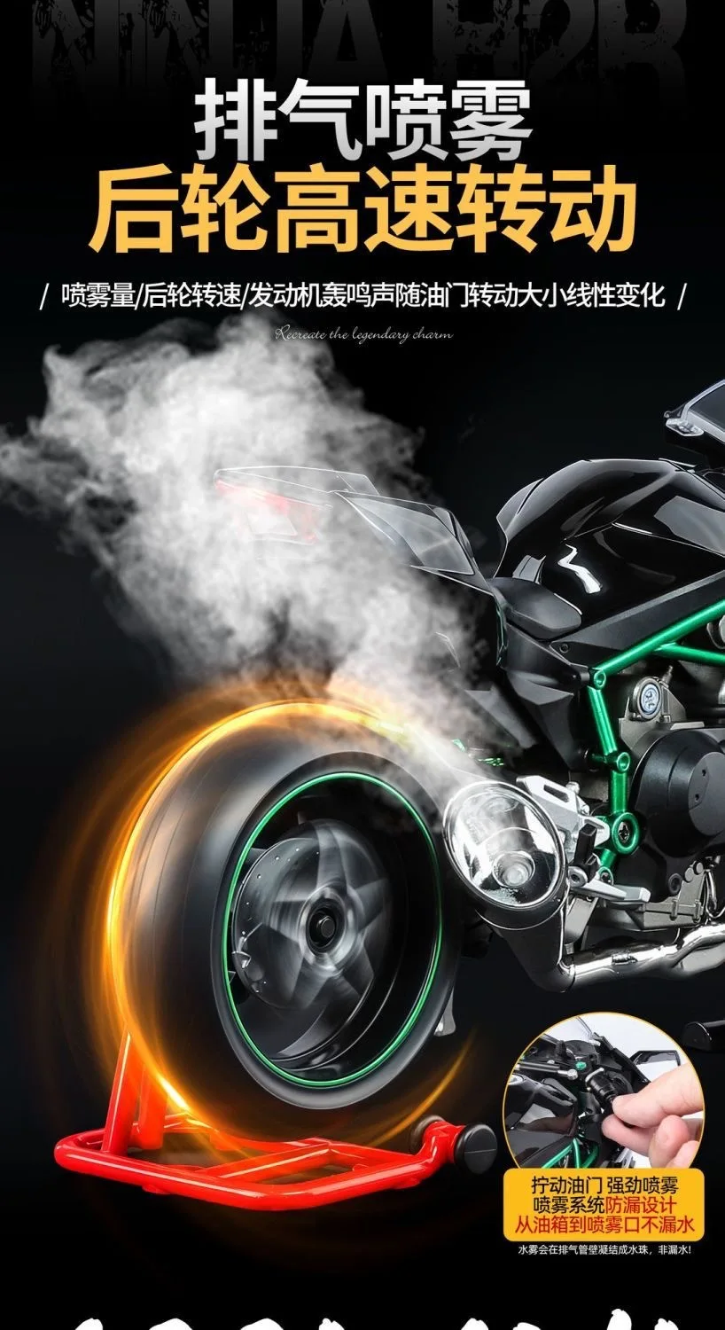Kawasaki Ninja H2R 1:9 Motorradmodell aus Legierung mit Rauchsprüheffekt, Sammleredition, Geschenkbox für Motorradsammler – Detail 14