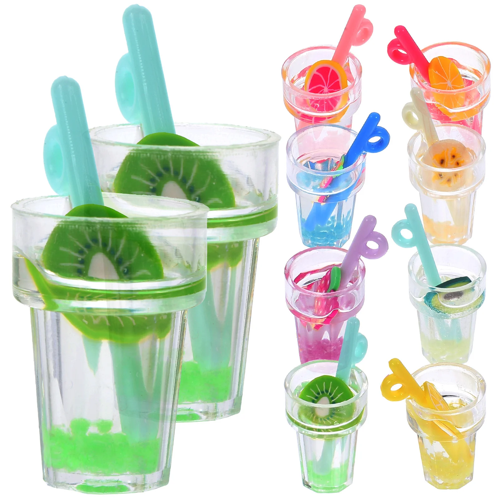 30 pièces de breloques pour gobelets de boissons aux fruits en résine qui brillent dans le noir pour la décoration artisanale de coques de téléphone, de pinces à cheveux, de petits ornements