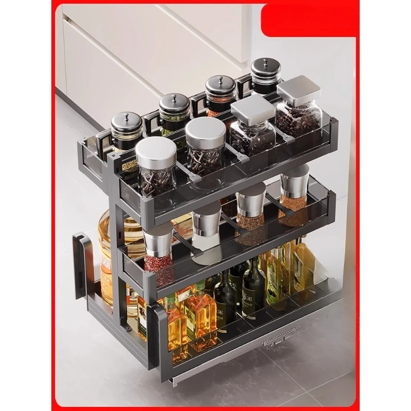 

Seasoning basket pull basket kitchen cabinet drawer type seasoning basket seasoning knife holder drawer