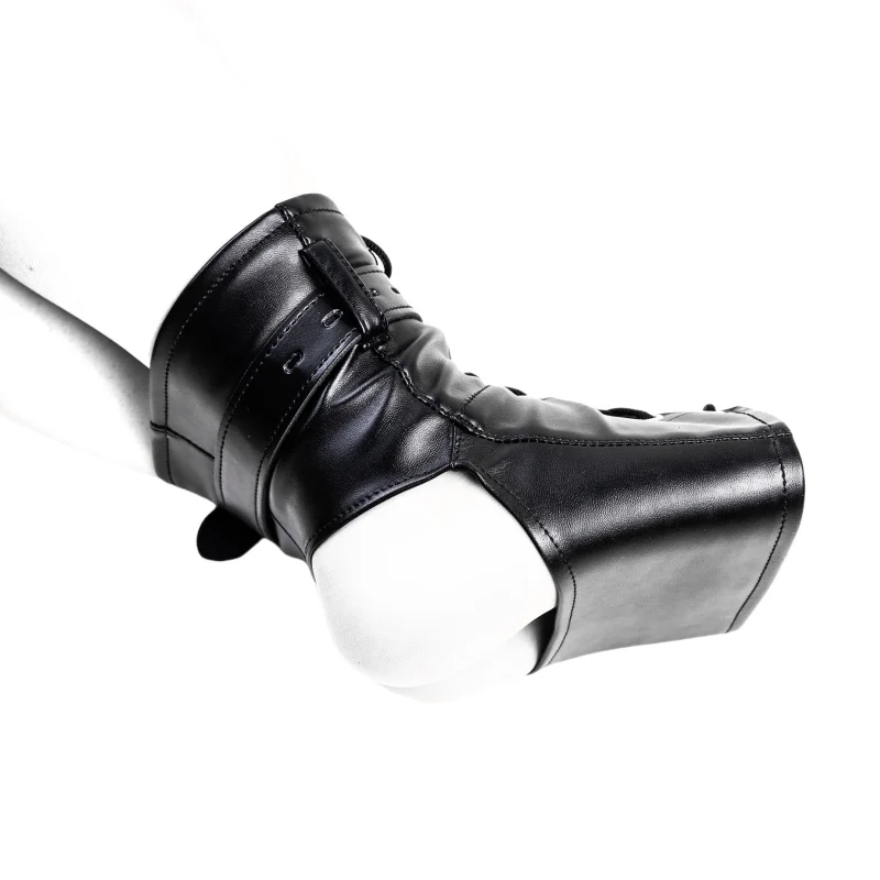 قفازات عبودية جلدية صنم مع قيود 4 نقاط قابلة للتعديل والكاحلين للزوجين أزياء استكشاف ألعاب جنسية #1