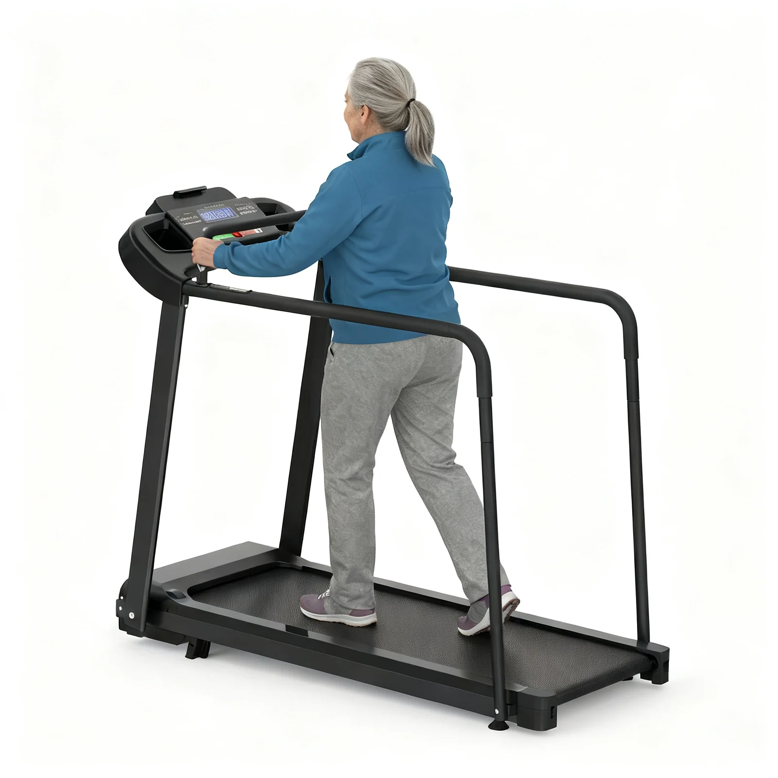 Tapis de course électrique avec inclinaison réglable sur 2 niveaux, tapis de marche pour personnes âgées, appareil de fitness à domicile avec contrôle par application, capacité de charge jusqu'à 120 kg