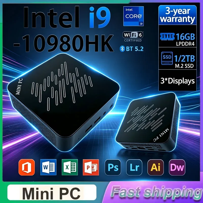2026 Mini Gaming PC Intel i9-10980HK i3-6100U 16GB 32GB RAM 1TB SSD WiFi 6 BT5.2 4K Mini Desktop Host