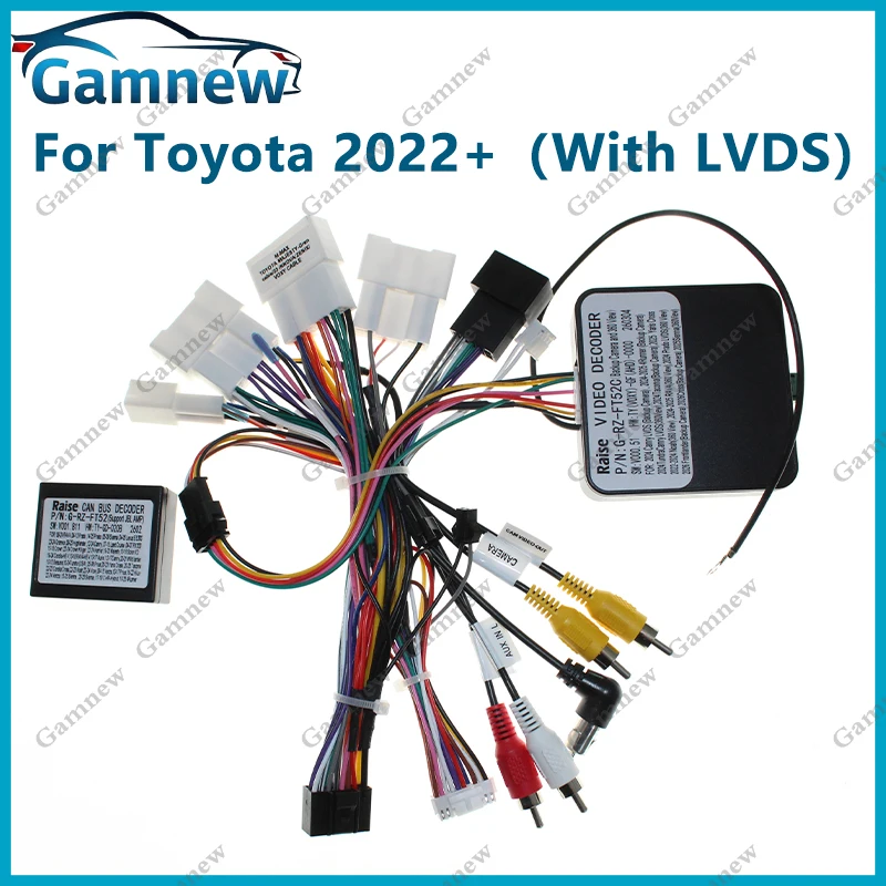 Car 16pin Wiring Harness Adapter Canbus Box Decoder With LVDS Android Radio Power Cable For Toyota Camry Prado VOXY RAV4 2023+