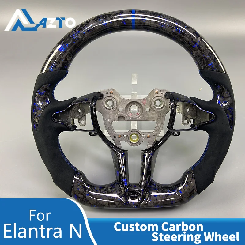 Customized Carbon Fiber Leather Sports Steering Wheel Accessories Support LED Display For Hyundai Elantra N I30N I20N Kona N