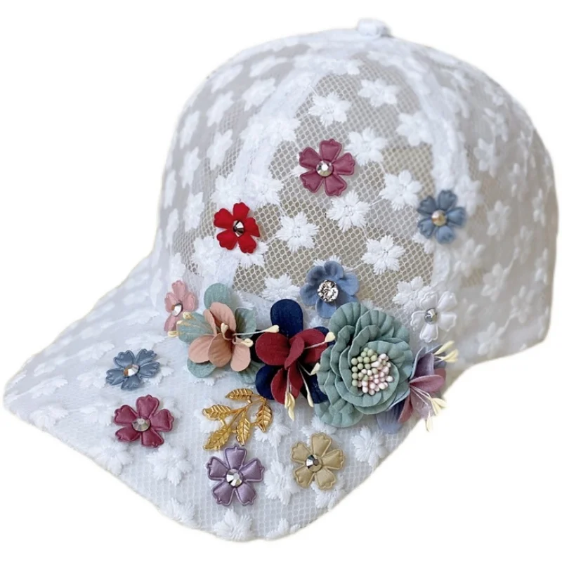 

Hat for Women Lace Cap Female Flower Mesh Breathable Baseball Cap Snapback Casual Women Sun Visor Hat