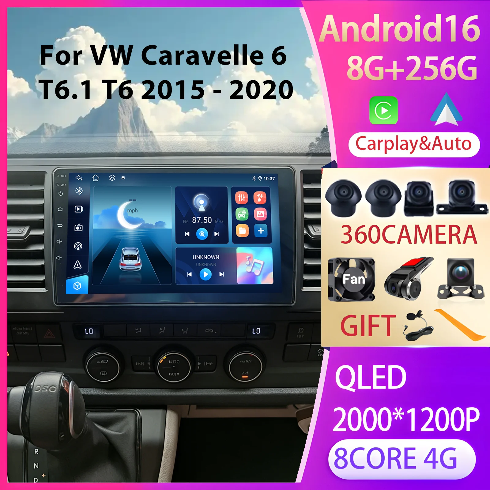 

BT FM For Volkswagen Caravelle 6 T6.1 T6 2015 - 2020 Car Intellignt Systems Carplay Auto Radios Amplifier GPS DVR 2Din Autoradio