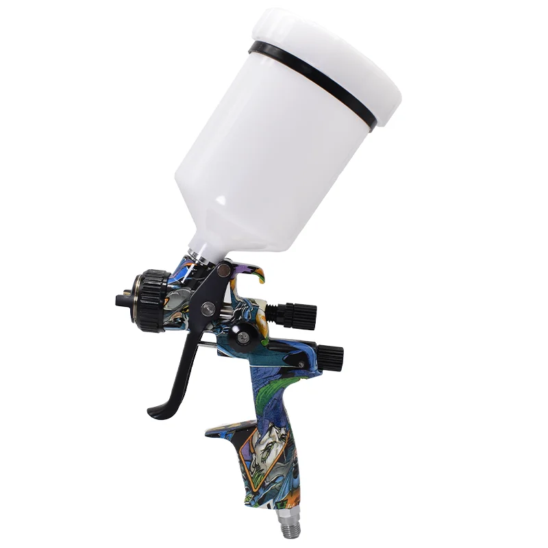 Professional Hydrographic Water Transfer Printed 4000B Paint Gun Gravity Type With Pressure Regulator Gauge 1.3mm Tip 600cc Cup