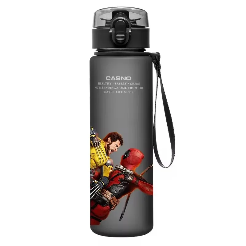 560ML Marvel Movie Deadpool & Wolverine Necklace Water Cup Outdoor Sports Large Capacity Water Bottle for Fan Birthday Gifts