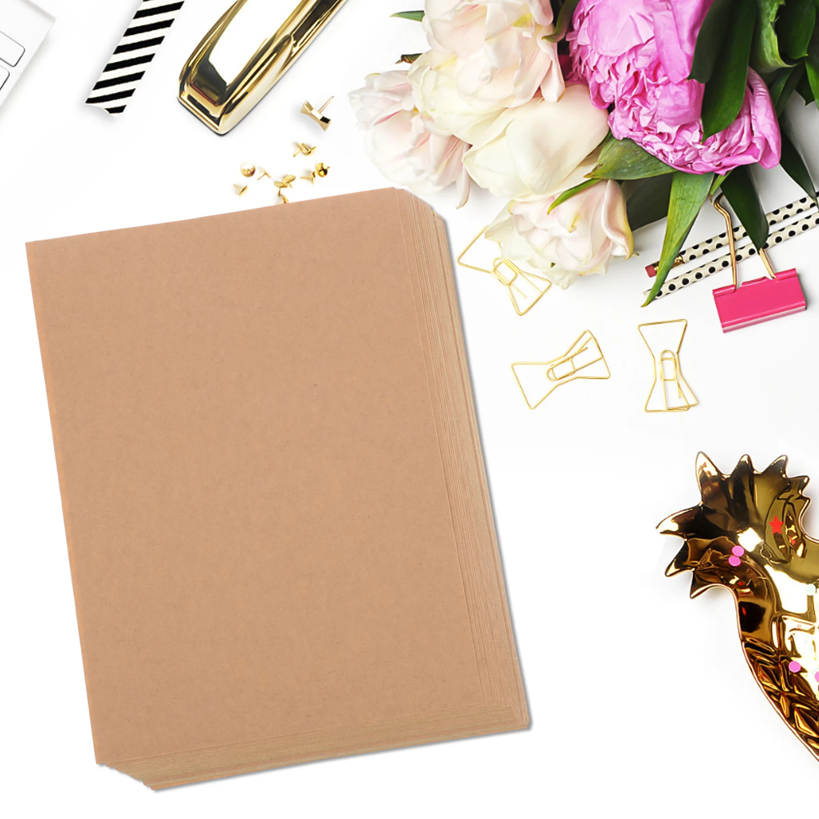 50 Sheets A4 Kraft Paper Stickers Labels Printer Sticker Paper Brown Adhesive Sheets for Printing Office Use Folder Bag Label