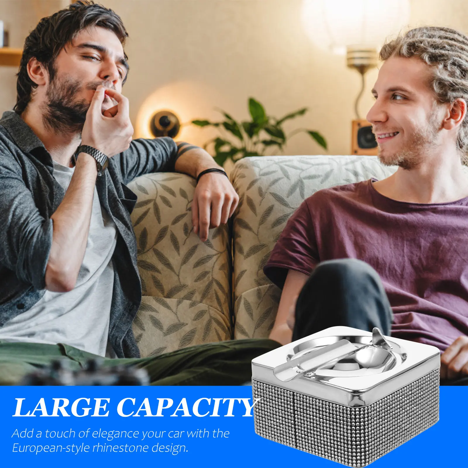 Outdoor Cigarette Ashtray with Lid Retro Metal Decorative Ash Holder for Patio Home Car Indoor Use