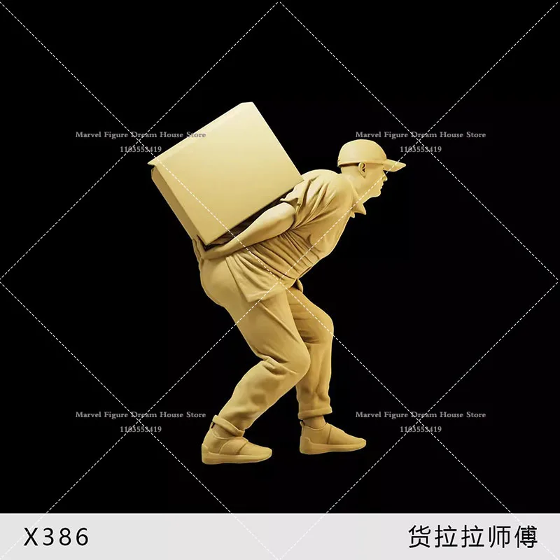 1/64 1/43 1/35 Scale Miniature Scene Doll White Model Un-panited Worker Carrying Boxes Creative Mini Display Decoration Action