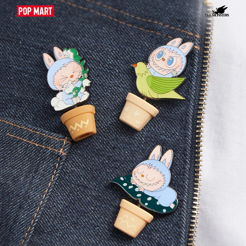 POPMART THE MONSTERS Fallin Wild Series Badge Blind Box Mystery Box Toys Doll Cute Anime Figure Ornaments Collection Gift