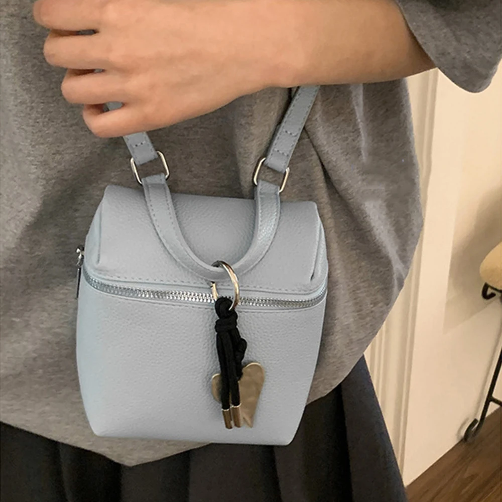 

Vintage Women Mini Crossbody Bag Solid Pu Leather Zipper Handbags Female Cute Commute Messenger Packs Large Capacity Phone Purse