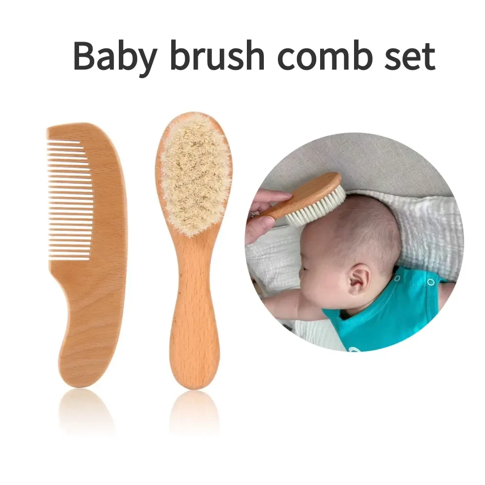 

2pcs comb and brush set baby care beech wood brush and comb gift set TG183