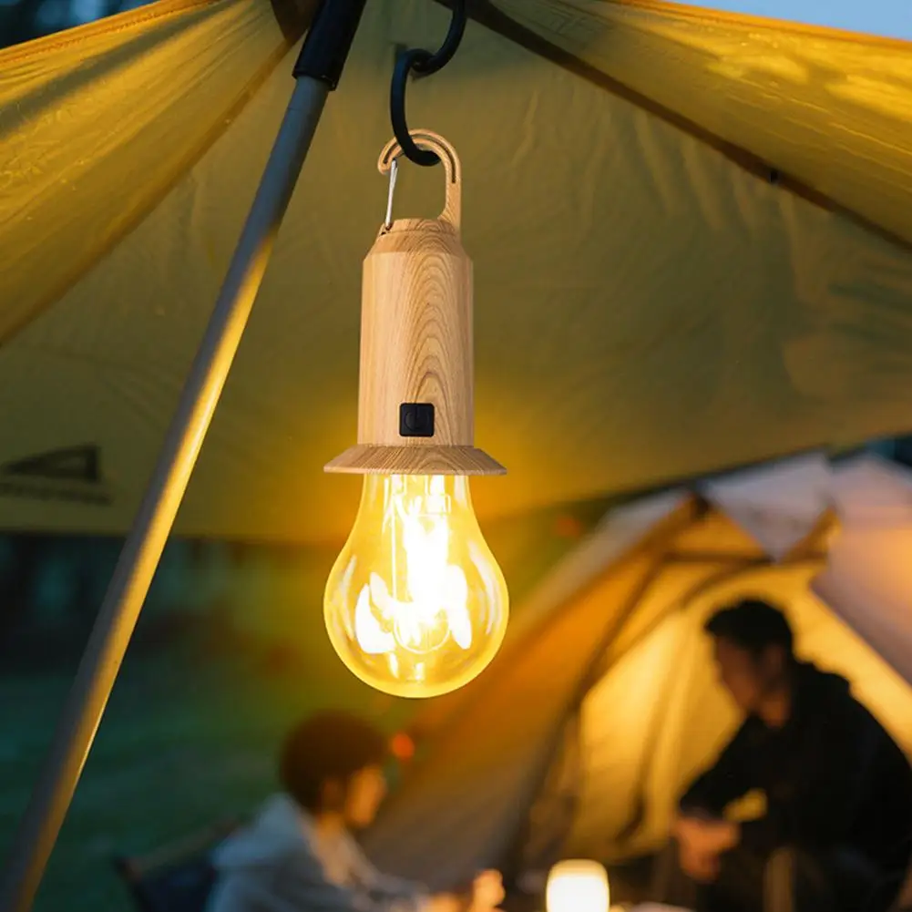 

LED Camping Lights USB Rechargeable 3 Lighting Modes Dimmable Vintage Light Bulbs with Hook Outdoor Camping Hiking Tent Lantern