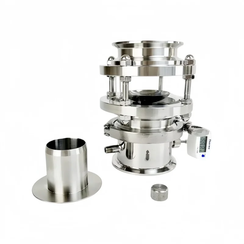 2.5inch FerruleOD77.5mm Sight Glass Rectification Module Set With Thermowell Nipple Of Thermometer For Distillation,SS304
