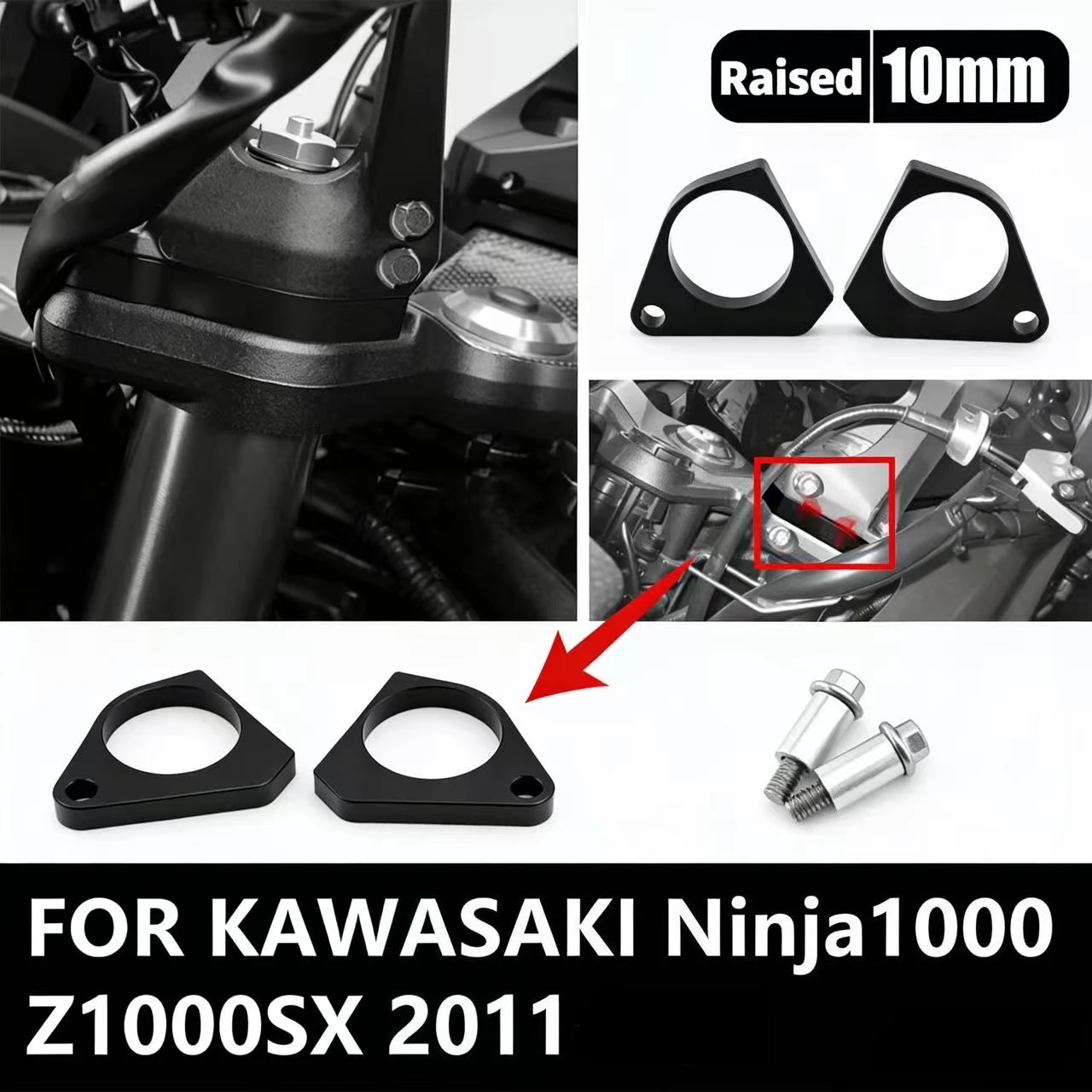 

FOR KAWASAKI Ninja1000 Z1000SX 2011-2020 Motorcycle Aluminum Handlebar Risers10MM Ninja 1000 Z1000 SX