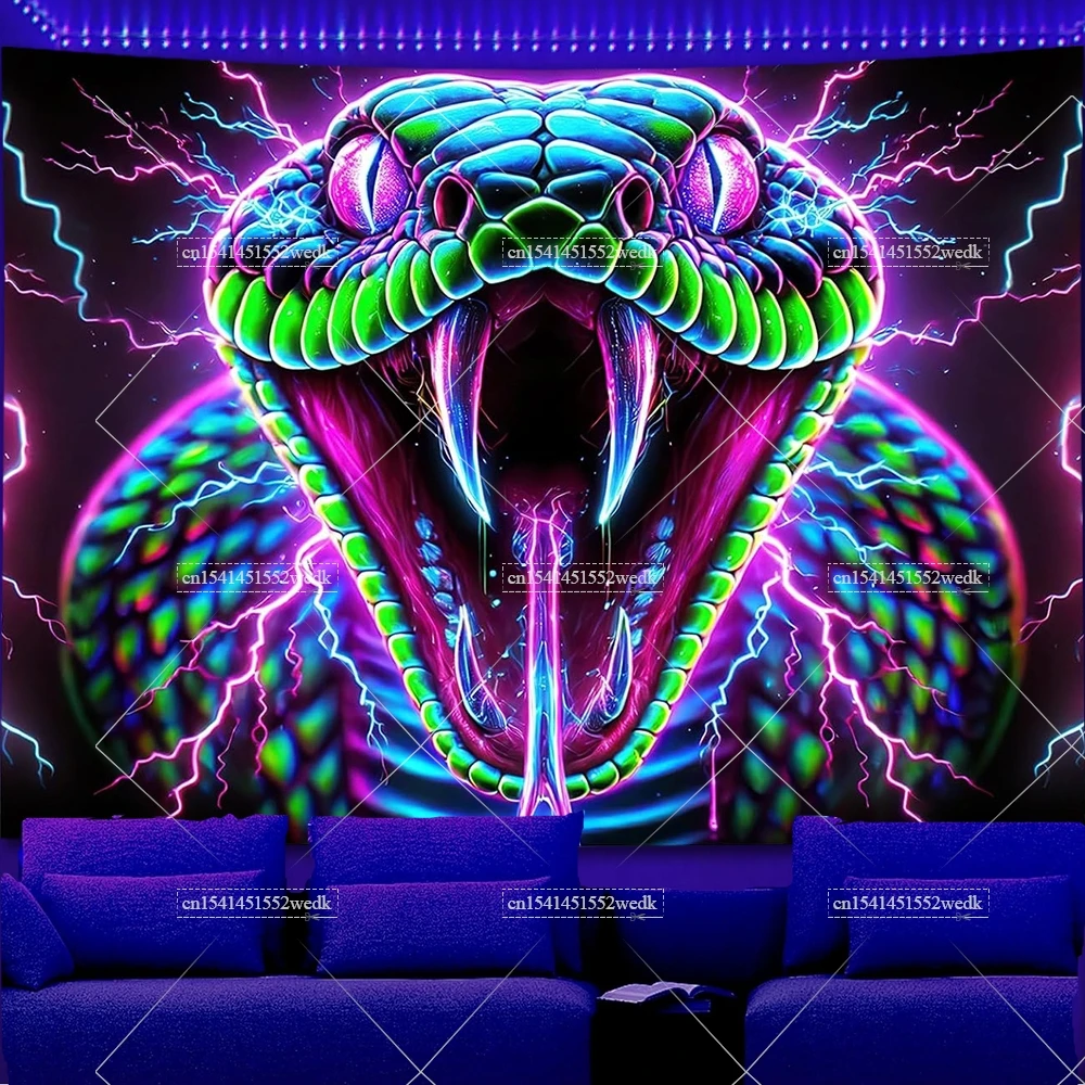 UV Reactive Glow In The Dark Snake Tapestry Animals Glowing Tapestries Galaxy Landscape Black Light Tapestrys Neon Posters