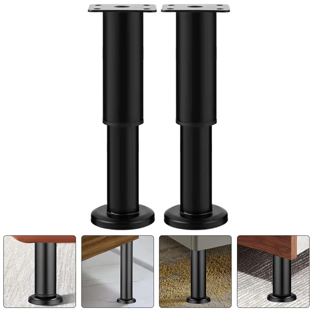 

Table Leg Extenders Sofa Legs Telescopic Cabinet Bed Dresser Frame Support Black Metal