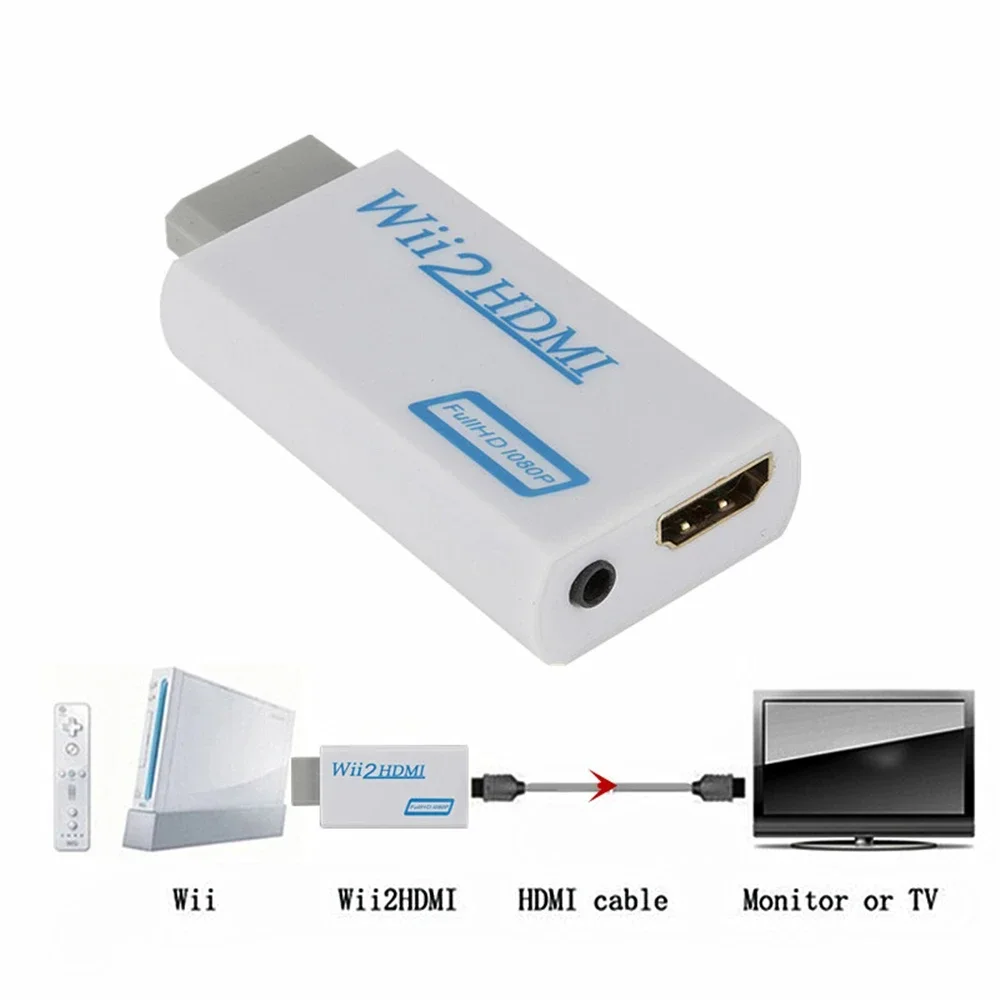 Full HD 1080P WII2HDMI HDMI-compatible Converter 3.5mm Audio for PC HDMI Monitor Display for Wii To HDMI-compatible Adapter