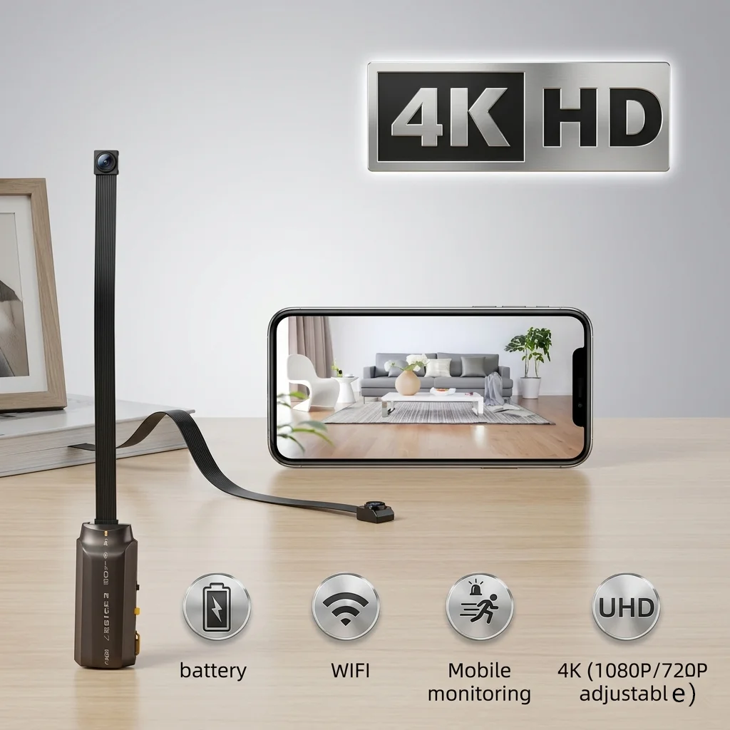 4K HD Mini WiFi DIY Camera Module 1080P Wireless Small Camcorder Video Recorder Mobile Remote View Monitoring Cam for Smart Home