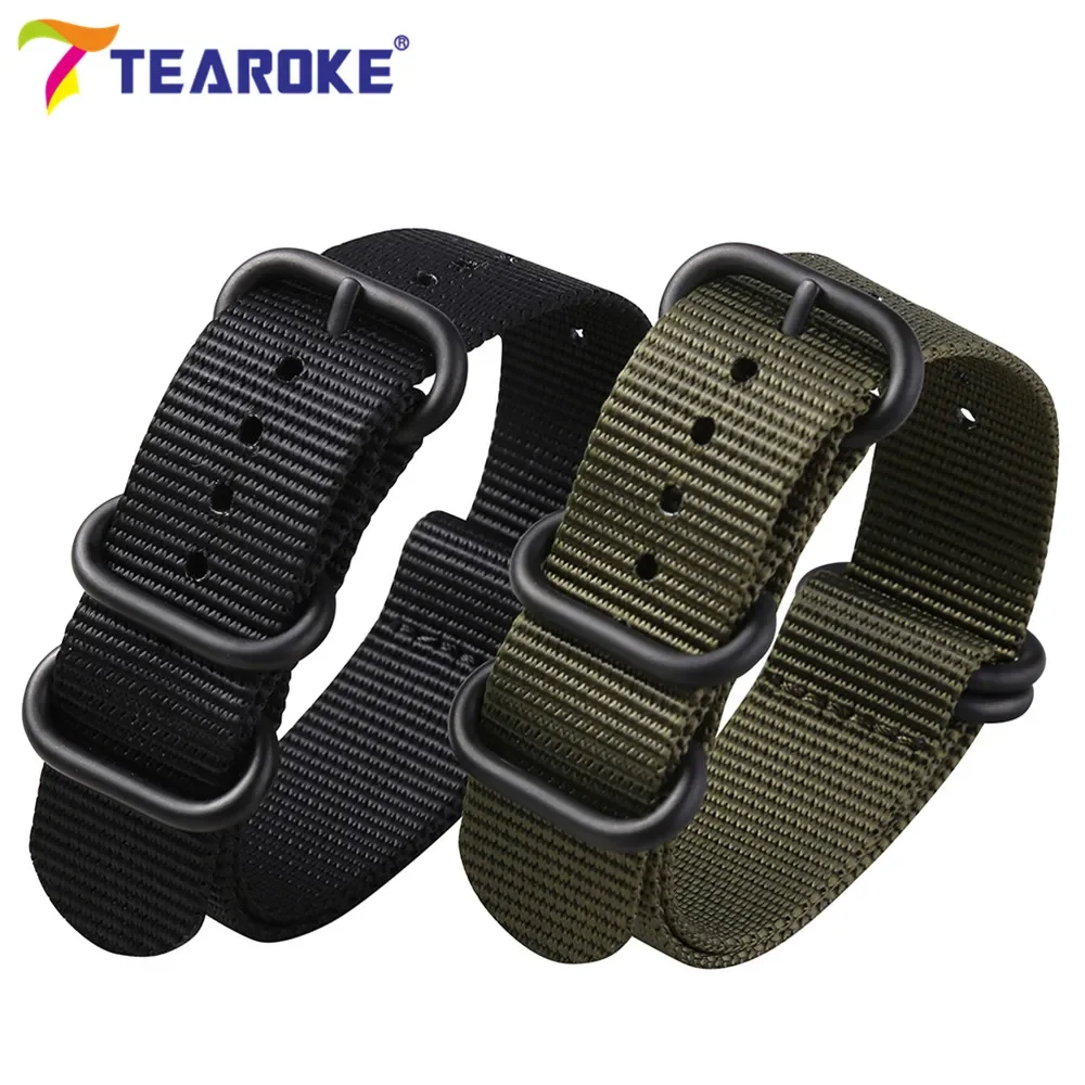 Durable Nylon Strap 18mm 20mm 22mm 24mm Stainless Steel Ring Buckle Men Military Replacement Watch Band for Big Wrist