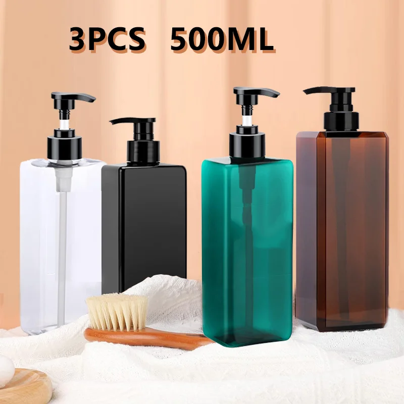 500ml Square Liquid Soap Dispenser Shampoo Conditioner Bodysoap Gel Pump Bottle Bathroom Empty Lotion Container for Hand Soap