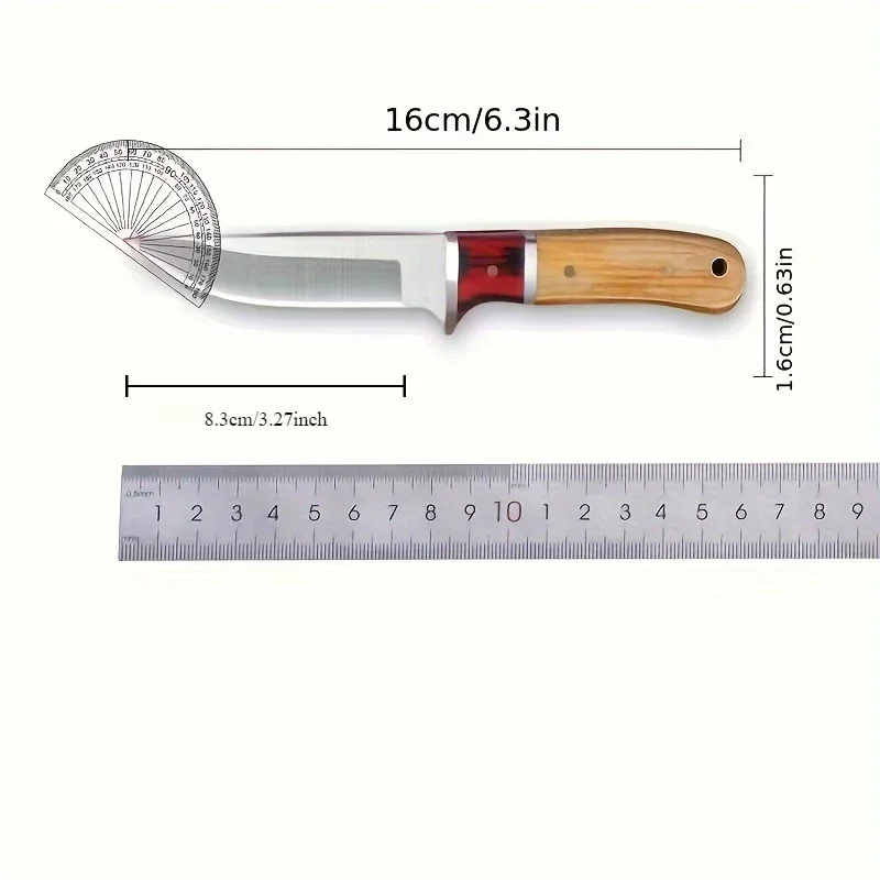 1pc, solid wood multi-use stainless steel fruit knife chef\'s-knife meat-knife cut steak-knife