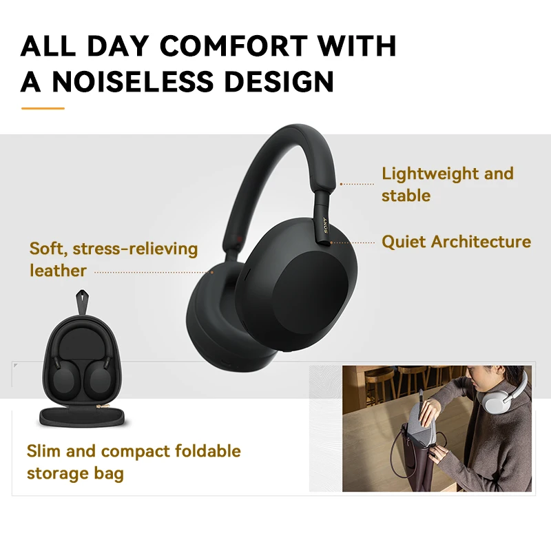 Sony WH 1000XM5 Sony XM5 Active Noise Cancellation Wireless Headphones Bluetooth 5.2 Hi-Res Headsets LDAC AAC Codec