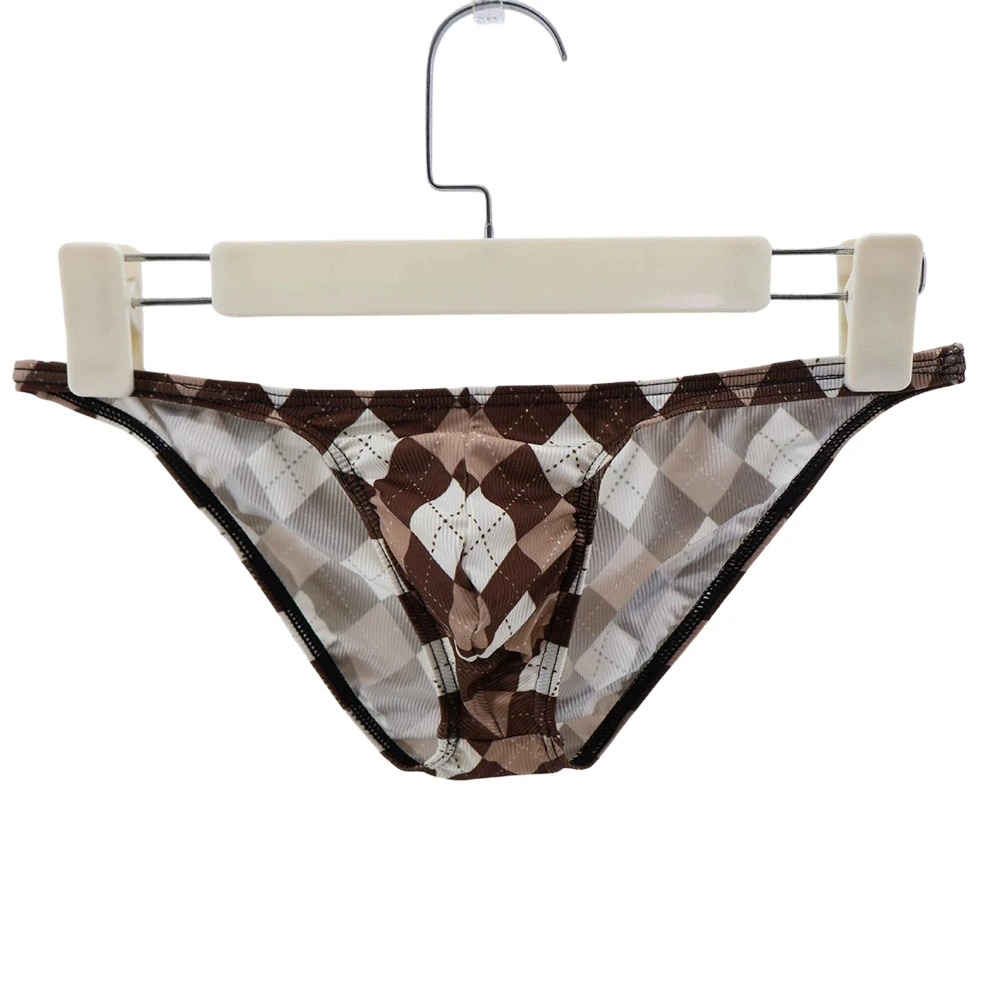 

Мужские трусы-брифы с высокой посадкой, в клетку, с ребристой отделкой, с анатомическим мешочком, дышащие, ультратонкие, легкие, мужские стринги