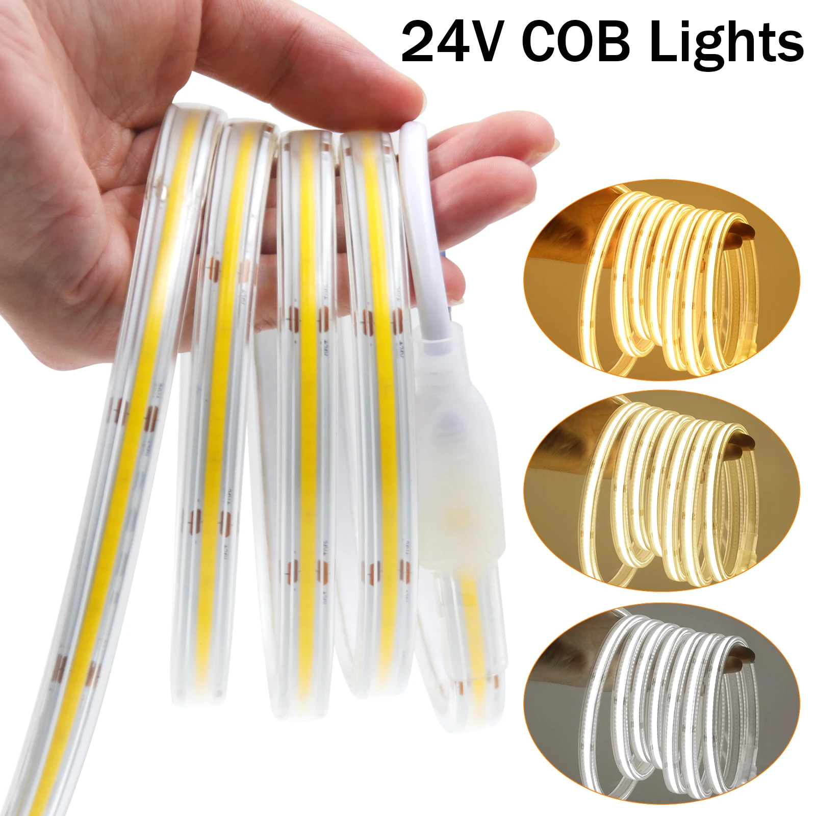 24V COB LED Strip IP67 Waterproof Outdoor Flexible COB Lights 320LEDs/m High Density Linear Lighting 5m 10m 15m 20m