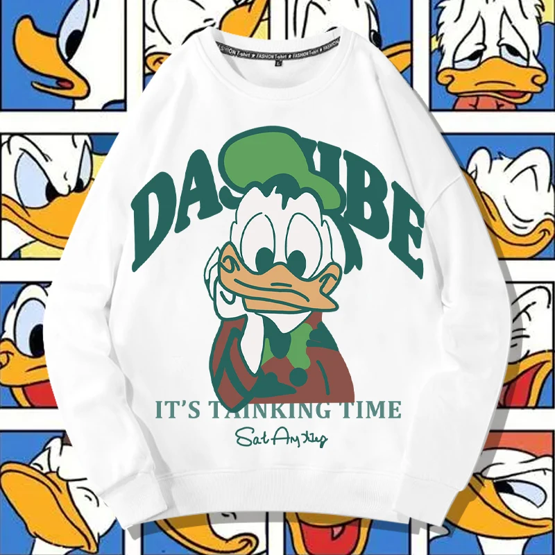 

Disney Donald Duck Co branded Round Neck Sweater Women's Loose American Oversize Trendy Retro Coat Autumn Clothes