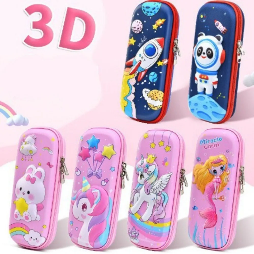 ‌   Trousse à crayons de dessin animé licorne 3D |   Boîte de rangement multifonctionnelle de papeterie EVA pour étudiants |   Fournitures scolaires étanches